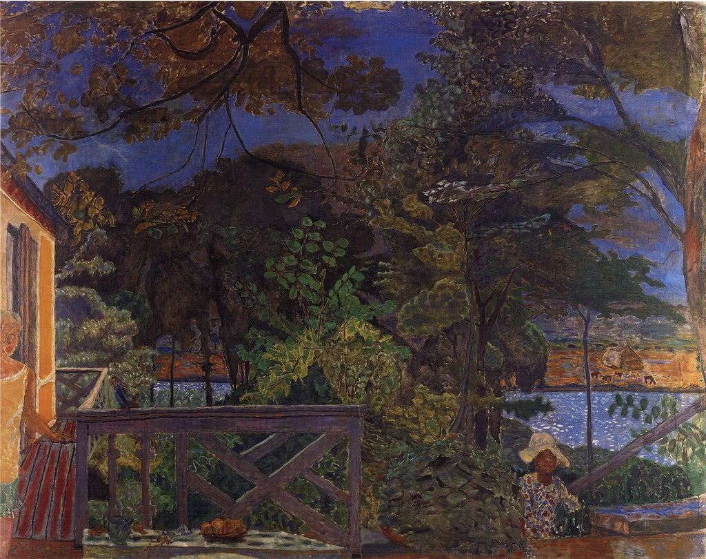 Pierre Bonnard La Terrasse 1989 offset lithograph exhibition art poster showing a colorful outdoor terrace scene