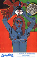 Large Pierre Corneille La Sensualite du Sensible serigraph art poster, featuring vibrant colors and intricate design.