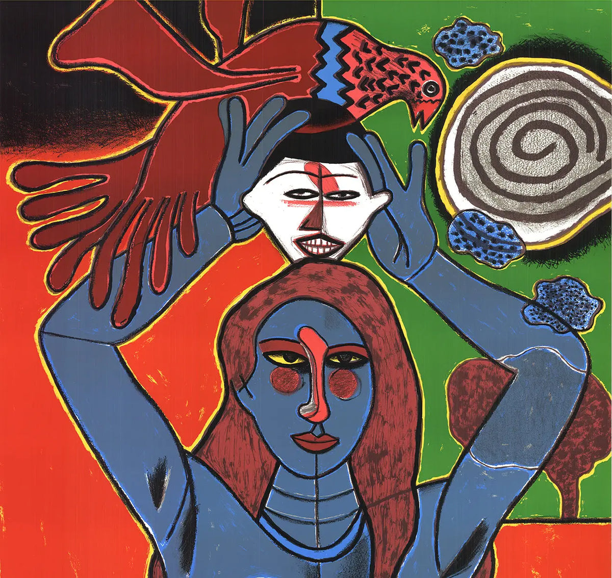 Large Pierre Corneille La Sensualite du Sensible serigraph art poster featuring vibrant, expressive abstract design by Pierre Corneille.