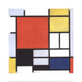 Abstract poster print of Piet Mondrian's Composition with Large Red Area featuring bold geometric shapes and primary colors.