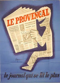 Original Le Provencal Art Deco lithograph poster by Obrad Nicolitch, featuring vibrant Provencal countryside scenery.