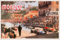 Vintage 1969 Monaco Grand Prix automobile poster by Maestri on linen, featuring classic racing artwork with vibrant colors.