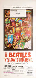 Original 1968 Beatles Yellow Submarine pop art poster on linen, featuring vibrant yellow submarine artwork by PosterFrance.