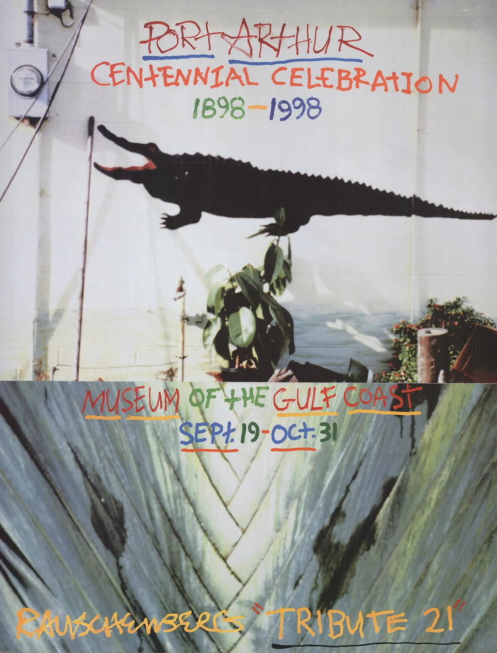 Robert Rauschenberg Centennial Celebration 1998 offset lithograph exhibition poster featuring vibrant artwork by the renowned artist.