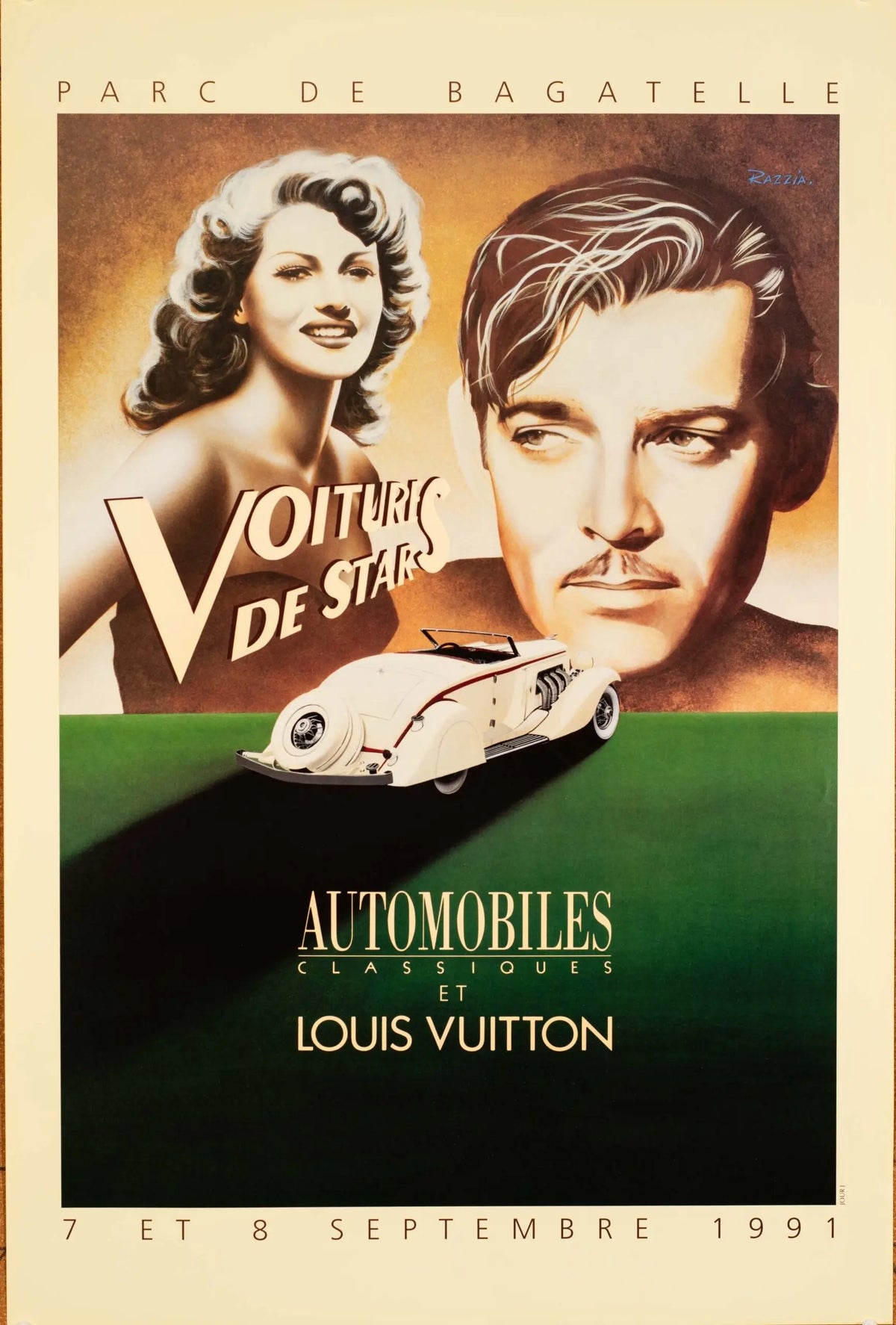 Original 1991 Razzia Louis Vuitton Bagatelle serigraph poster art, featuring vibrant colors and detailed design by Razzia.