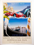 Original Louis Vuitton Classic 2012 Monaco Venezia signed Razzia poster featuring iconic fashion artwork and vibrant design elements.