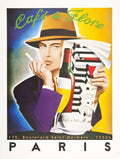 Original Razzia Cafe de Flore large hand-signed serigraph poster featuring vibrant artwork and signature detail.