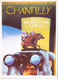 Original Razzia Chantilly Prix du Jockey Club 1992 serigraph poster with vibrant colors and detailed racing scene.