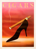 Vintage art poster of Original Razzia Cigars 1994, signed serigraph featuring detailed cigar illustrations and bold design.