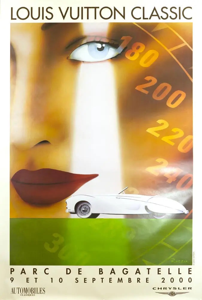 Original Razzia Louis Vuitton Bagatelle 2000 hand-signed serigraph poster featuring vibrant artwork and signature details.