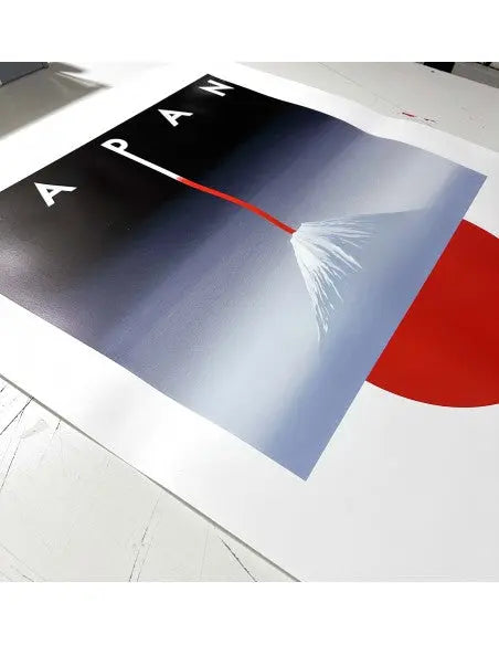 Hand-signed Razzia Japon Mount Fuji art poster featuring traditional Japanese landscape artwork.