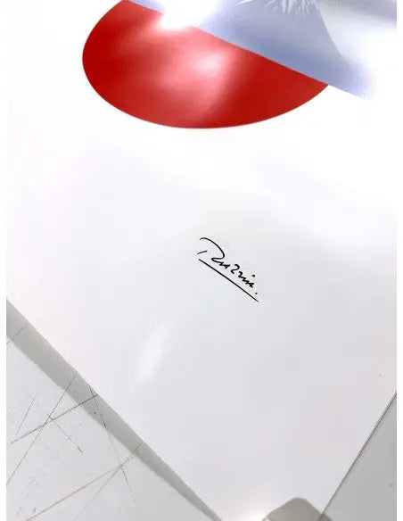 Hand-signed Razzia Japon Mount Fuji art poster featuring a traditional Japanese landscape with Mount Fuji in the background.