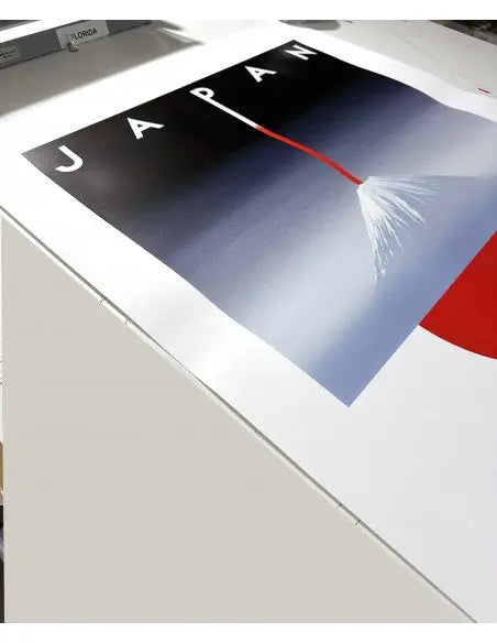 Hand-signed Razzia Japon Mount Fuji art poster featuring a traditional Japanese mountain landscape.