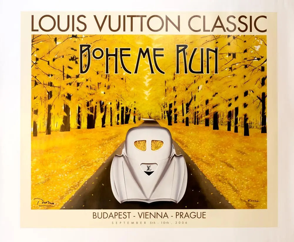 Signed original poster featuring the Razzia Louis Vuitton Classic Boheme Run 2006 design