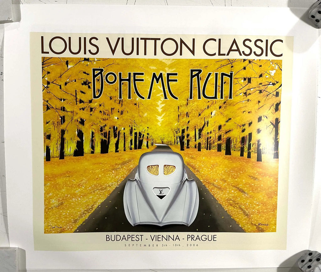 Original signed poster of Louis Vuitton Classic Boheme Run 2006 by Razzia, featuring vibrant vintage artwork and branding.