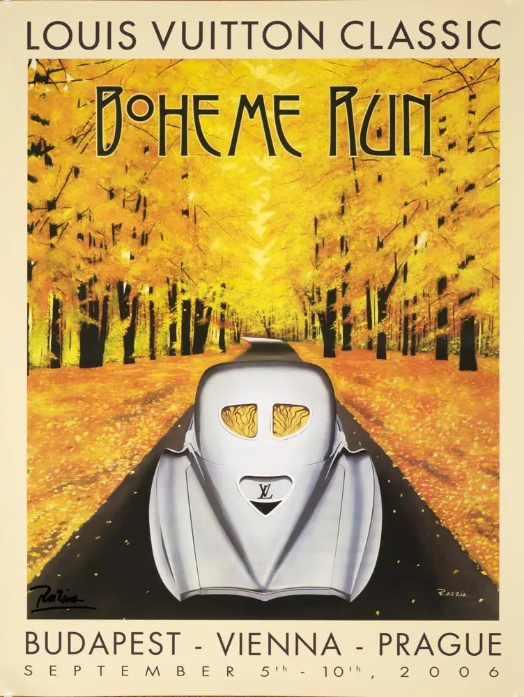 Louis Vuitton Classic Boheme Run 2006 signed serigraph poster by Razzia, featuring vibrant artistic design and bold colors.