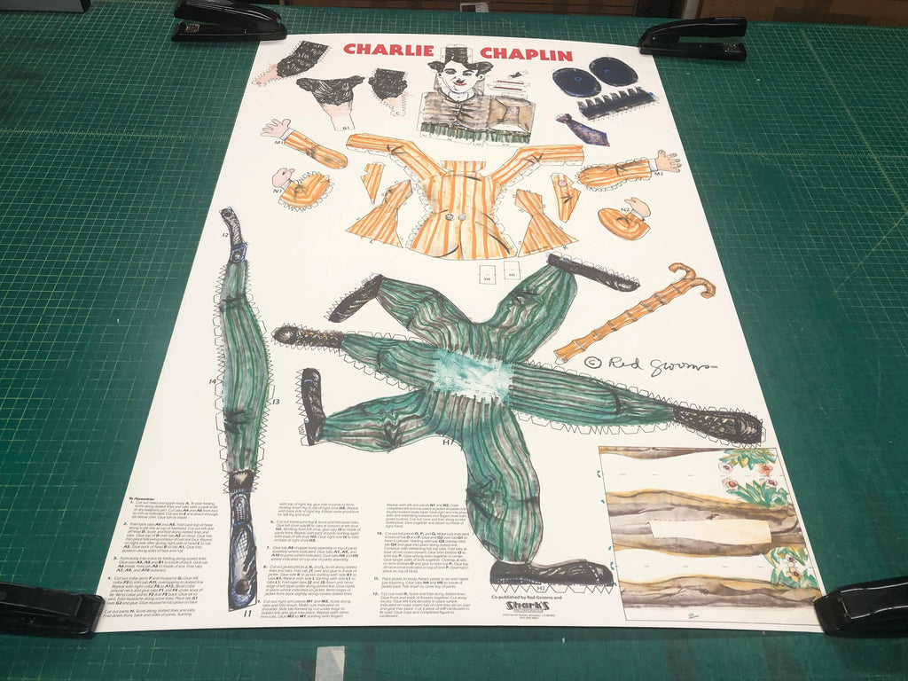 Red Grooms 1985 Charlie Chaplin interactive 3D lithograph exhibition poster, featuring vibrant artwork and detailed design.