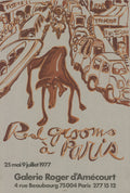 Red Grooms In Paris 1977 original Mourlot lithograph art poster featuring vibrant cityscape and artistic details.