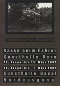 Original 1987 Reinhard Mucha lithograph poster titled "Kasse beim Fahrer" featuring a vintage scene with detailed artwork.