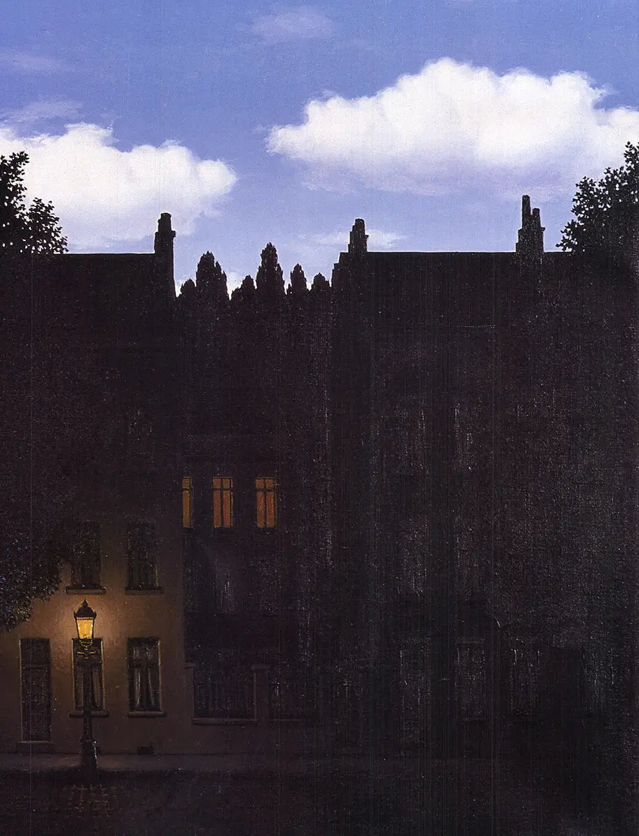 Rene Magritte L'Empire des Lumieres 1998 authorized offset lithograph poster showing surreal night sky and illuminated cityscape.