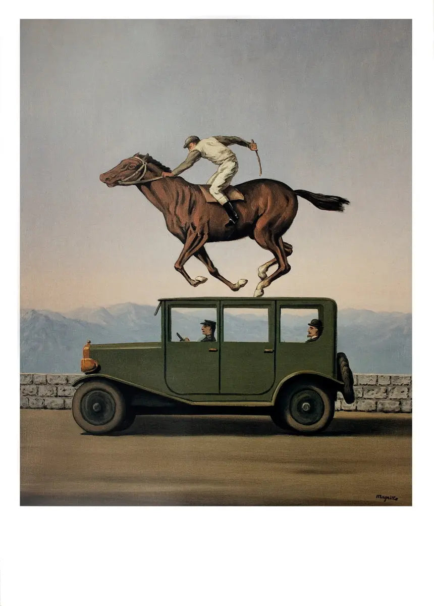 Offset lithograph art print of René Magritte's "La Colère des Dieux" 2012, showcasing surrealist imagery in vibrant colors.