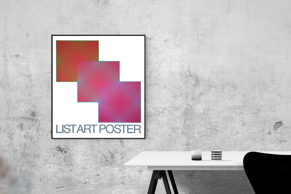 Large Richard Anuszkiewicz Evolution 1968 geometric abstract serigraph poster with bold shapes and vibrant colors.