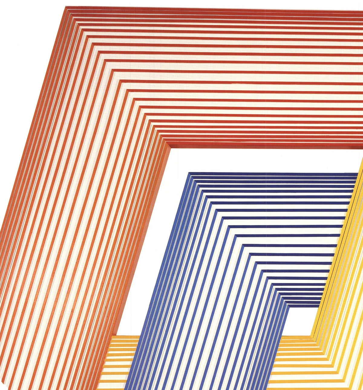 Signed Richard Anuszkiewicz lithograph poster of "Marriage of Warm and Cool" featuring vibrant abstract geometric art.