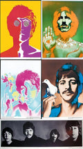 Set of five Richard Avedon Beatles 1967 pop art posters featuring images of the band members.