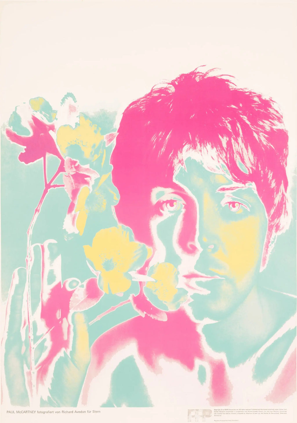 Set of five Richard Avedon Beatles 1967 pop art Stern posters featuring images of the Beatles.