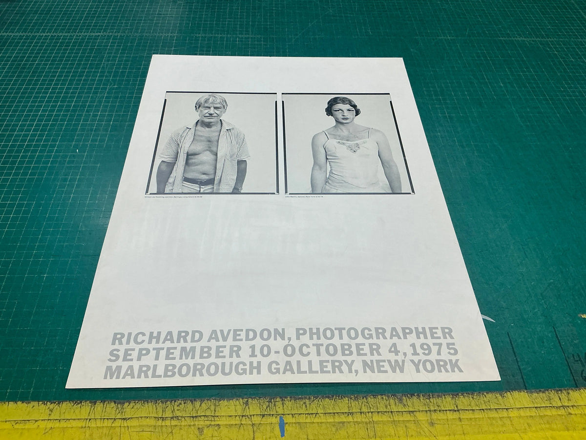 Richard Avedon Marlborough 1975 original exhibition offset lithograph poster showing a black-and-white photographic portrait.