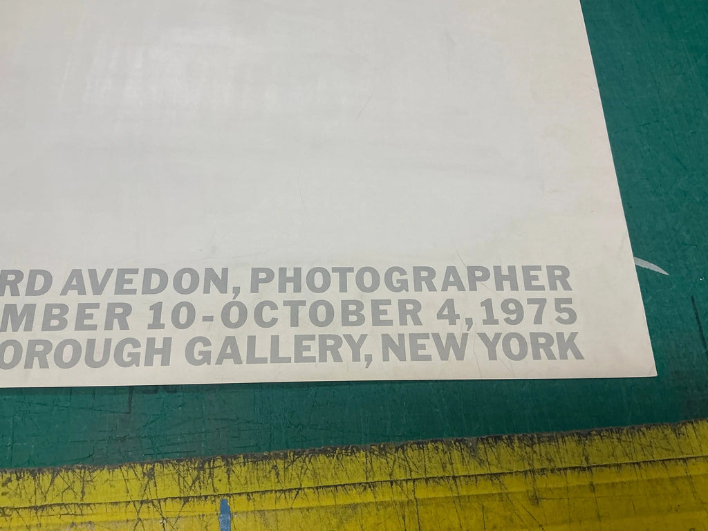 Richard Avedon Marlborough 1975 original exhibition offset lithograph poster showing a black and white portrait of a woman.