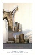 Richard Davies Brooklyn Bridge 1999 architectural offset lithograph art poster featuring detailed bridge design and artistic print.