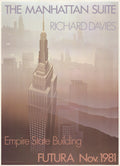 Vintage 1981 Richard Davies Empire State Building offset lithograph poster showcasing the iconic New York City skyline.