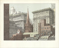 Richard Haas Trinity Church 1975 fine art lithograph showcasing NYC architecture, detailed urban scene illustration.