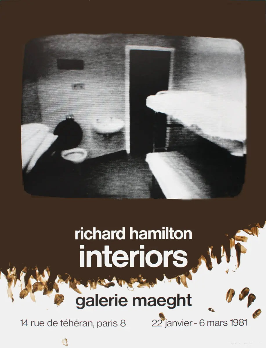 Richard Hamilton Interiors 1981 Galerie Maeght exhibition art poster featuring modern interior design artwork.
