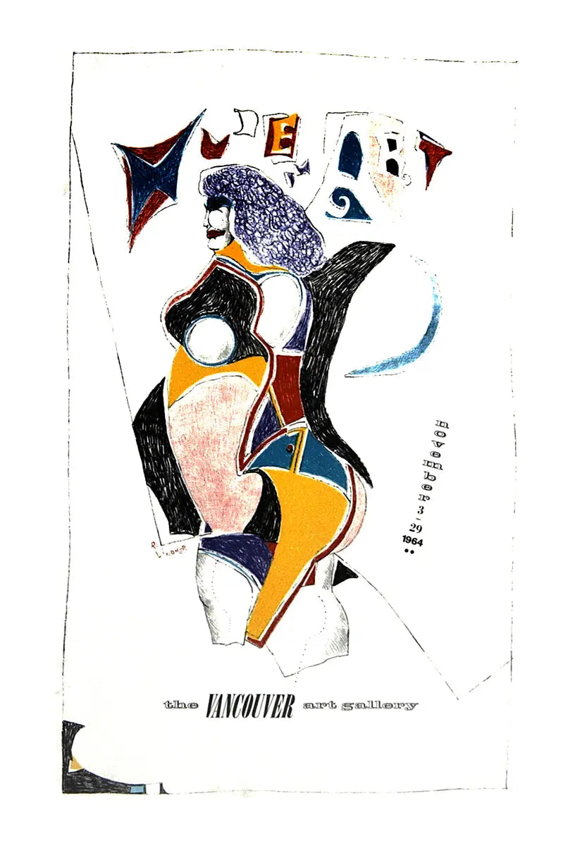 Vintage Richard Lindner 1964 Vancouver Art Gallery lithograph exhibition poster showing bold abstract artwork.