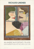 Original Richard Lindner An American Portrait 1976 lithograph art poster showcasing bold colors and abstract human figures.