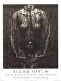Original Herb Ritts Waterfall Woman with Sphere 1995 offset lithograph art print, showcasing iconic black-and-white photography by Herb Ritts.