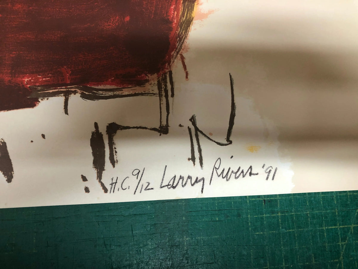 Signed Larry Rivers Dutch Masters 1991 mixed media art print, showcasing vibrant colors and detailed artistic elements.