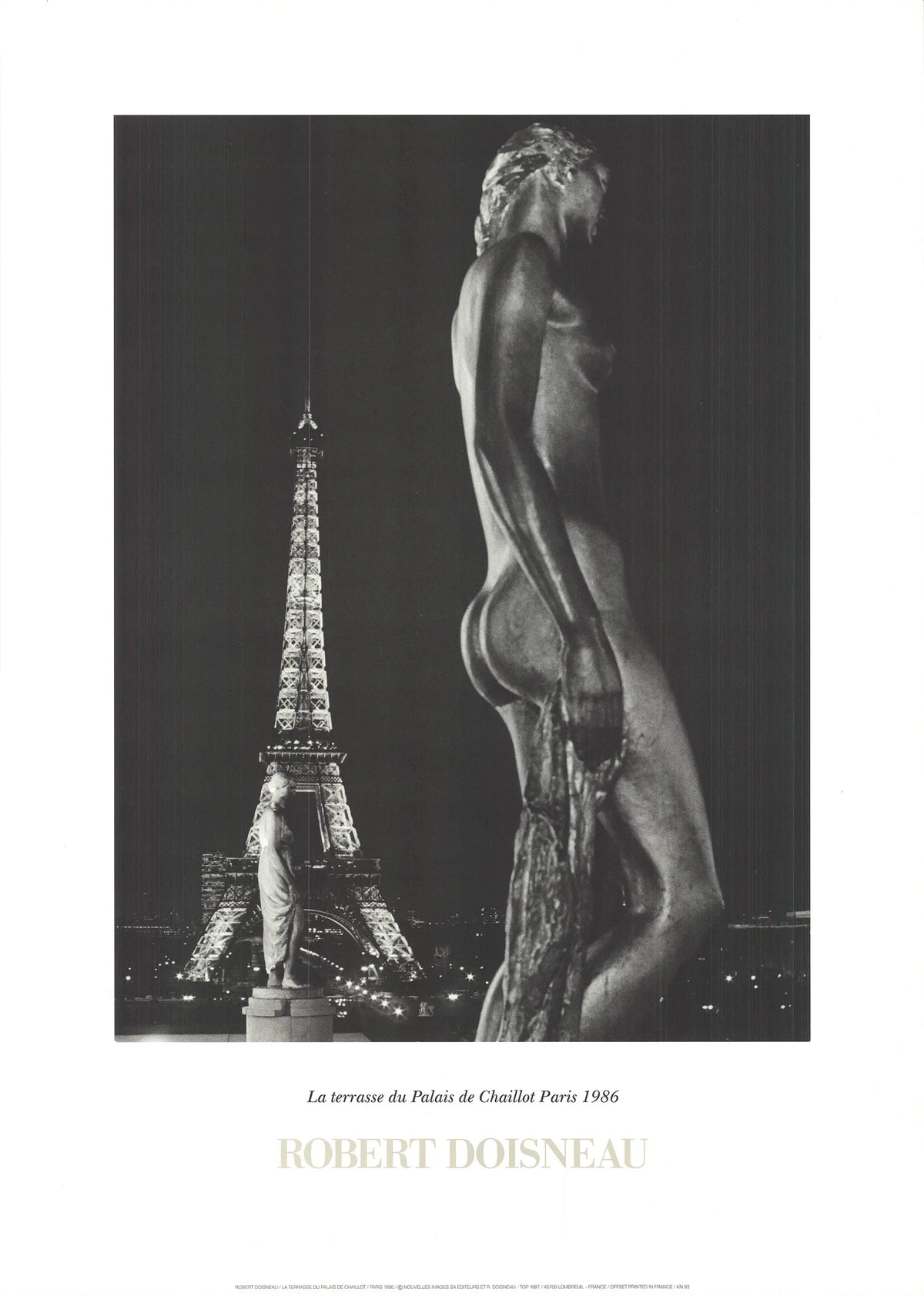 Robert Doisneau lithograph art poster of La Terrasse du Palais de Chaillot in Paris, depicting a scenic outdoor terrace scene.