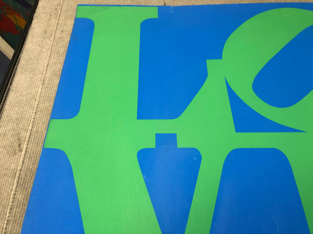 Vintage Robert Indiana LOVE-Stable 1971 serigraph art poster featuring bold, colorful typographic design by Robert Indiana.