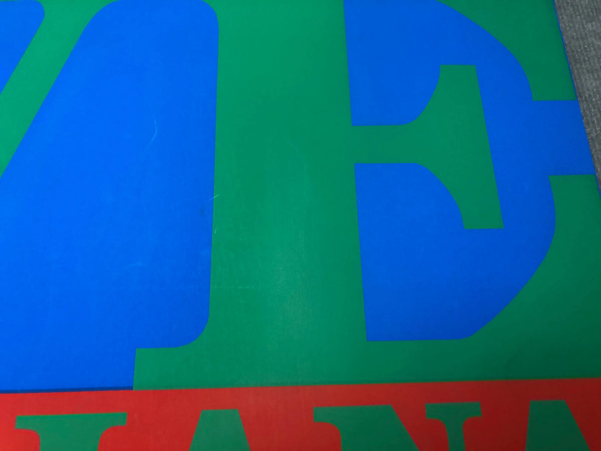 Vintage Robert Indiana LOVE-Stable 1971 serigraph art poster featuring bold, colorful typography and design.