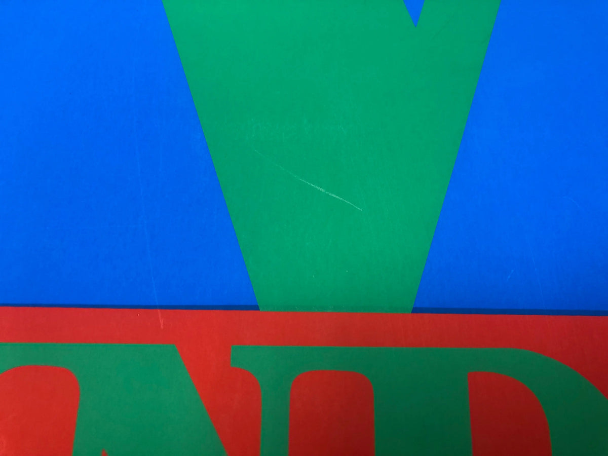 Vintage Robert Indiana LOVE-Stable 1971 original serigraph art poster featuring bold, colorful text and graphic design.