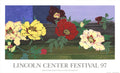 Robert Kushner Linwood 1997 Lincoln Centre floral serigraph art poster featuring vibrant floral patterns and intricate design details.