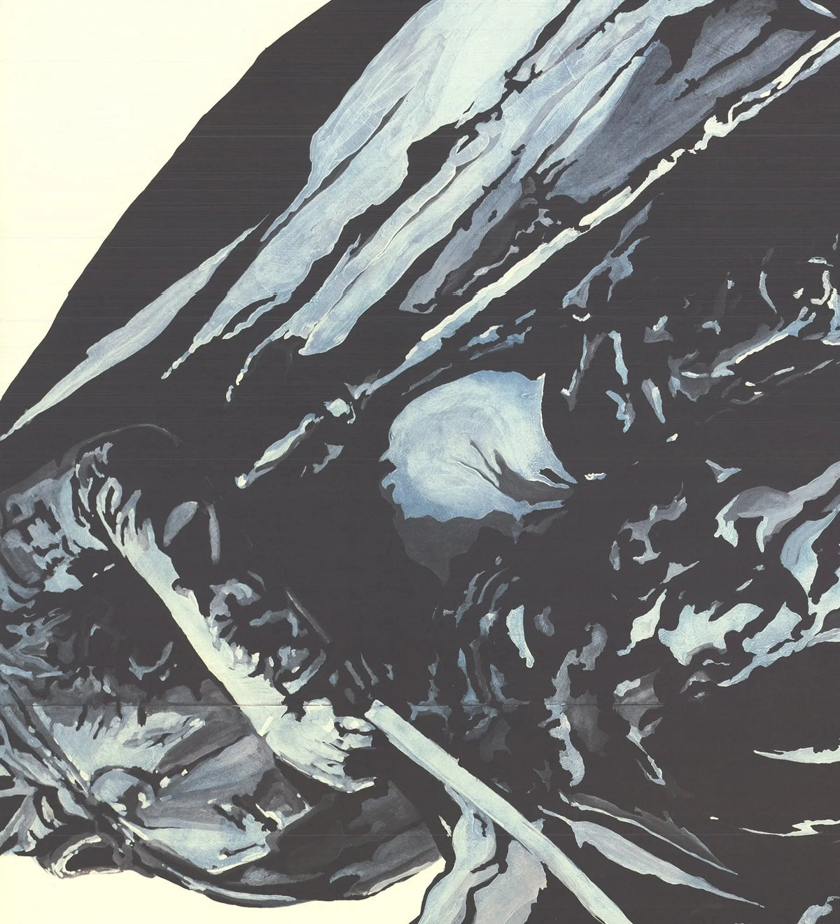 Robert Longo 1983 lithograph poster from Leo Castelli Gallery exhibition, featuring bold black and white artwork.
