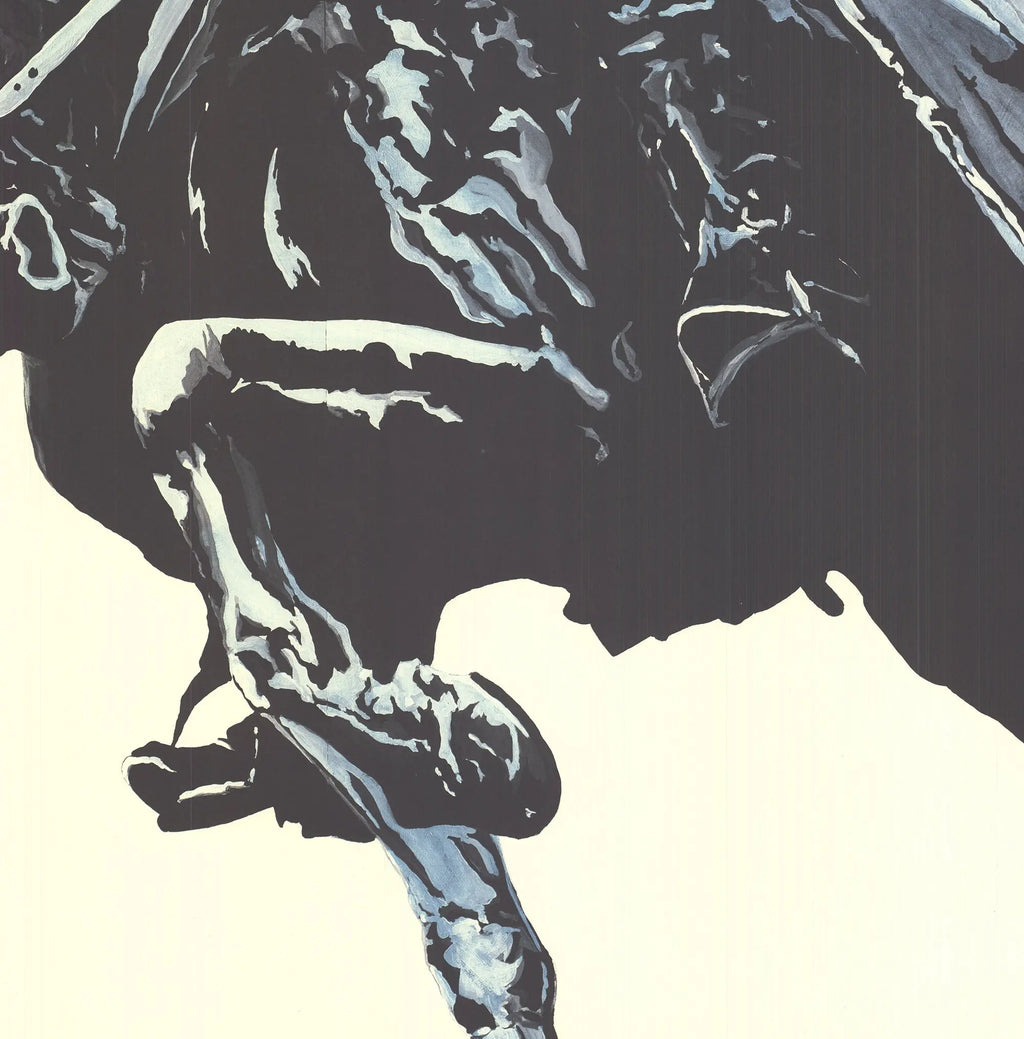 Robert Longo lithograph poster from 1983 Leo Castelli Gallery exhibition showing abstract black and white artwork.