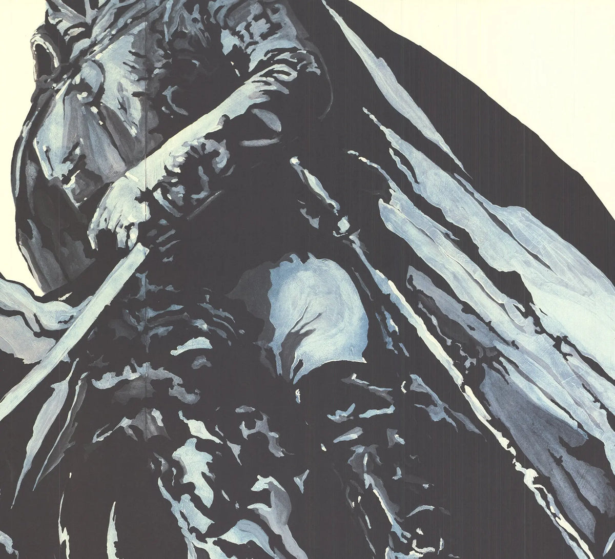 Robert Longo 1983 lithograph poster from Leo Castelli Gallery exhibition, featuring abstract black and white artwork.