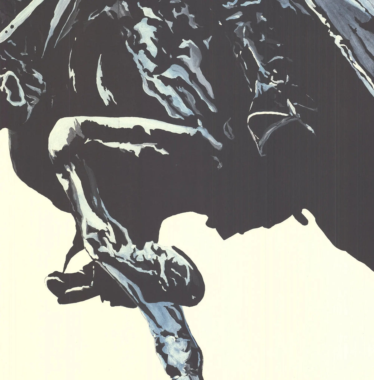 Robert Longo 1983 lithograph poster from Leo Castelli Gallery exhibition, featuring abstract black-and-white artwork.