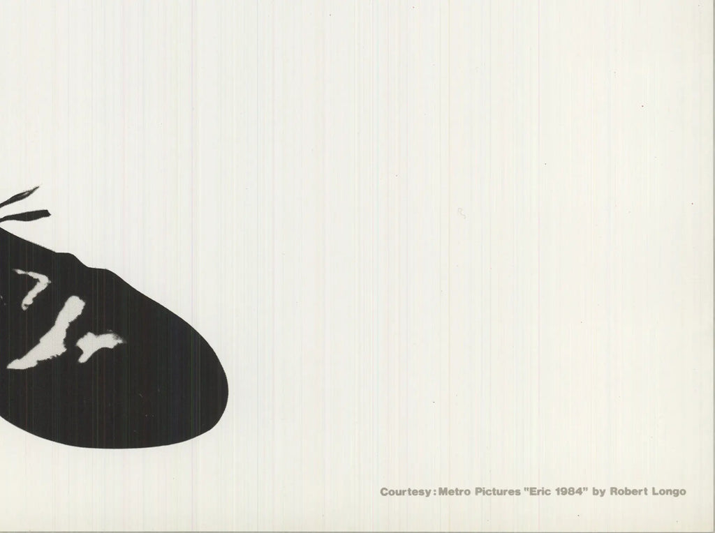 Robert Longo Eric 1984 Men in the Cities lithograph poster showing urban figures in dynamic black and white artwork.