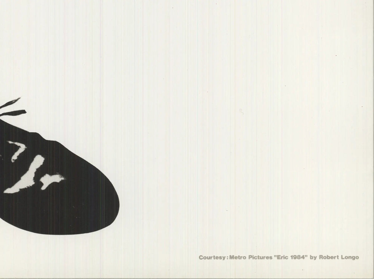 Robert Longo Eric 1984 Men in the Cities lithograph poster showing urban figures in dynamic black and white artwork.